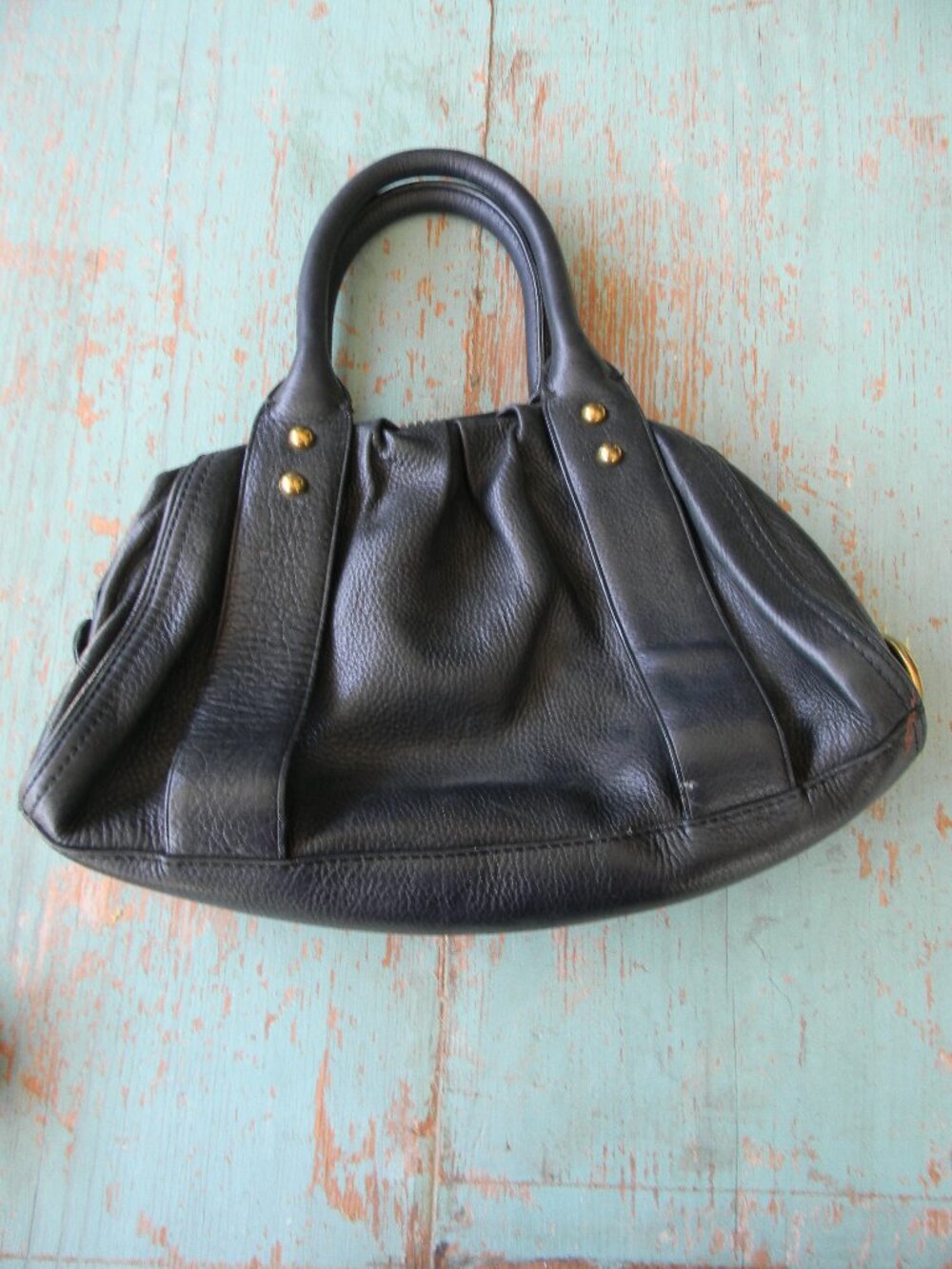 BANANA REPUBLIC BLACK GENUINE LEATHER MEDIUM SATCHEL SHOULDER BAG